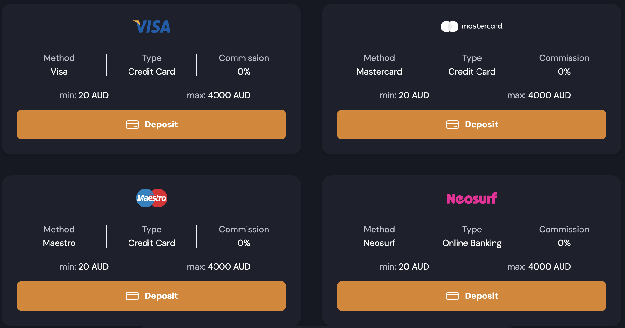 Slotozen Casino  Payment Method Preview #1